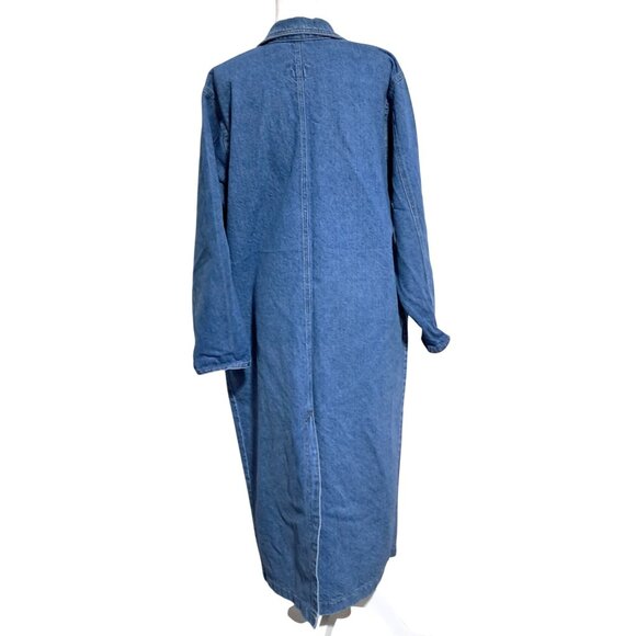 Vintage Sunbelt Long Denim Jean Jacket Duster Coat One Size Excellent Oversized - Picture 3 of 9